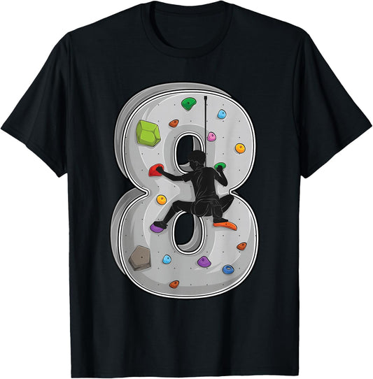 8 Years Old Climbing 8th Birthday Adventure Climbing , black, s T-Shirt