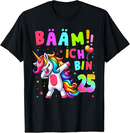 25th Birthday Girl 25 Years Dancing Funny Unicorn T-Shirt