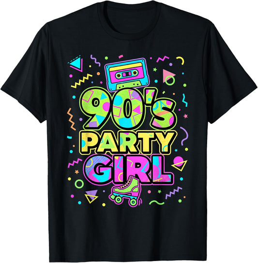 90s Party Girl Damen Outfit 90er Jahre T-Shirt