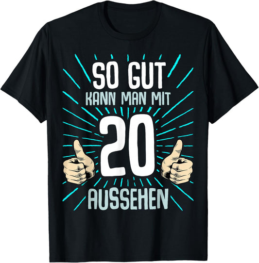20th Birthday Man Woman 20 Years 2003 Decorative Funny Gift , black T-Shirt