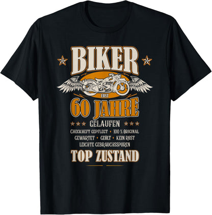 60th Birthday Biker Motorcycle Man Gift Funny , black, s T-Shirt