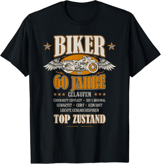 60th Birthday Biker Motorcycle Man Gift Funny , black, s T-Shirt