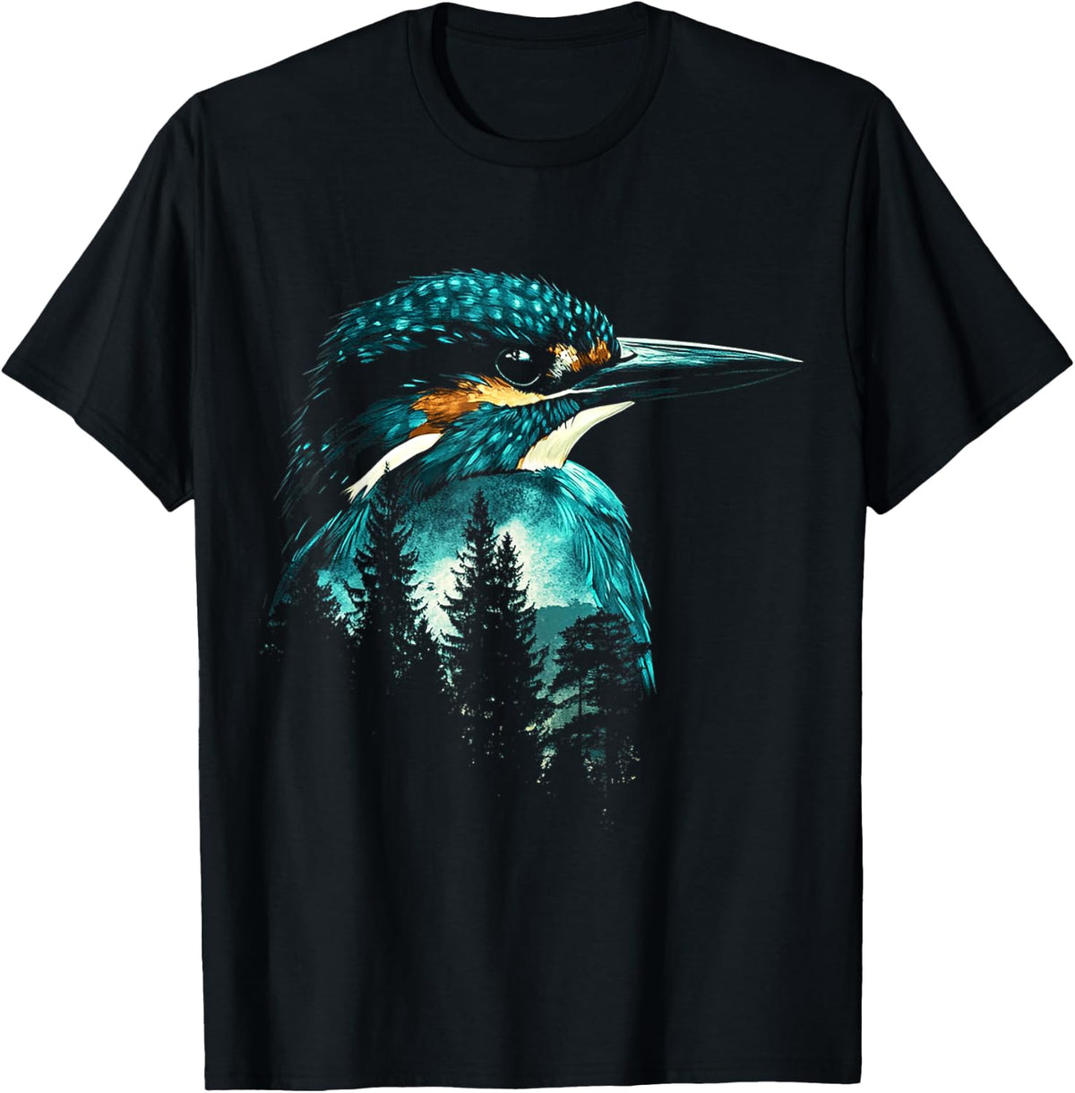 Kingfisher Bird Animal Art Headphones Kingfisher , black, S T-Shirt