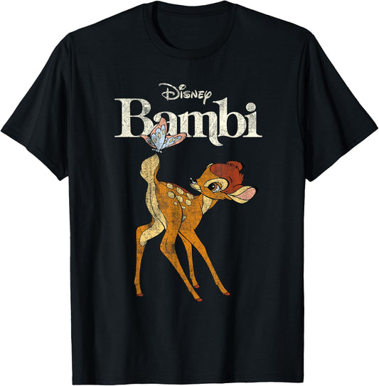 Bambi Butterfly Cream , black T-Shirt