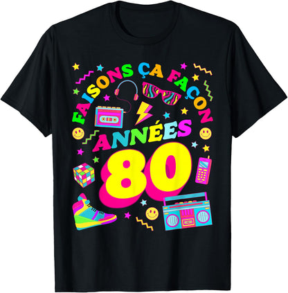 Party 80s Birthday Party 80s Retro Style , Black, S T-Shirt