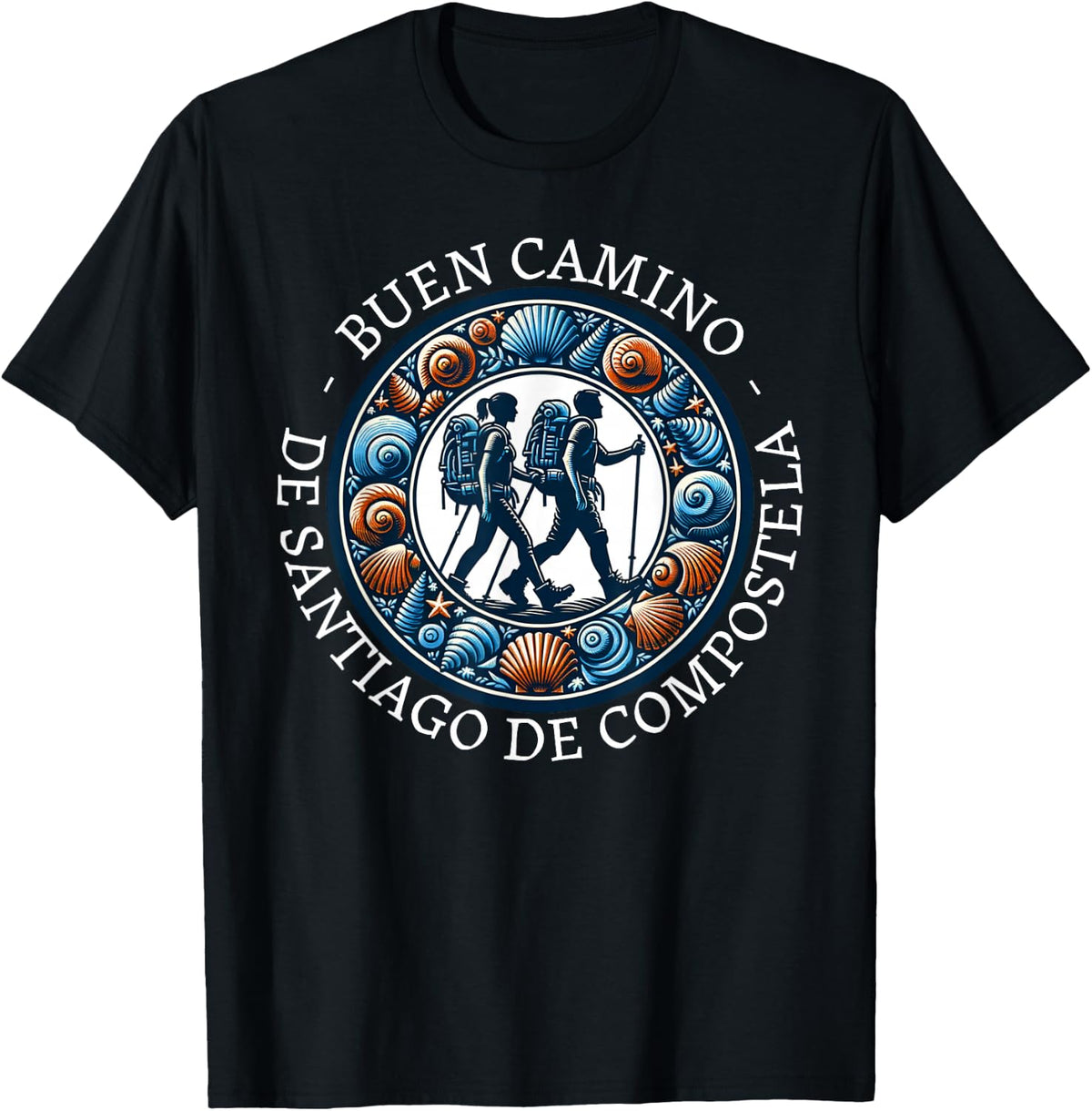 Buen Camino De Santiago de Compostela! Group Hiking Pilgrim , Black, S T-Shirt