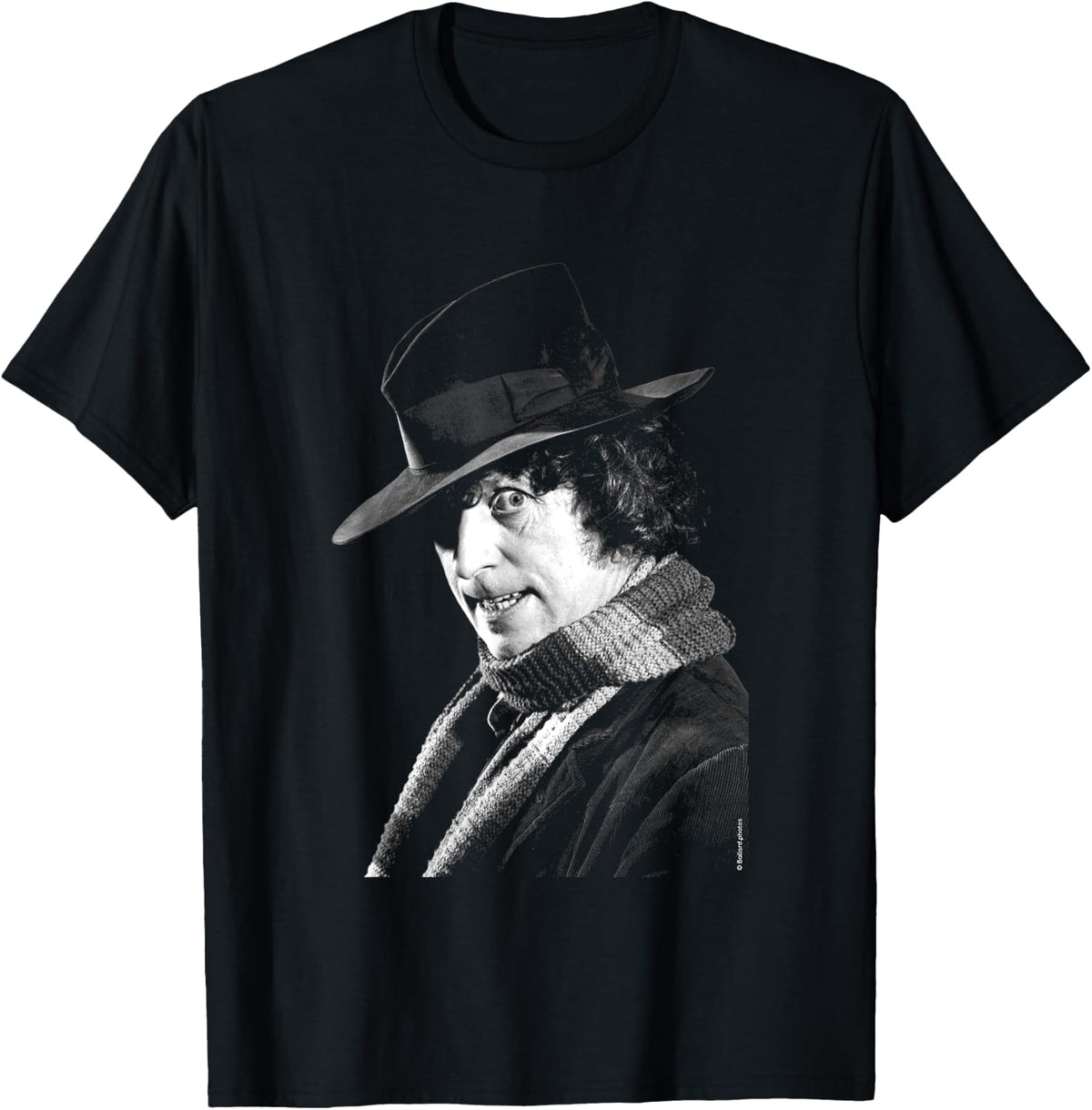 Tom Baker Side Portrait Doctor Who Black & White T-Shirt