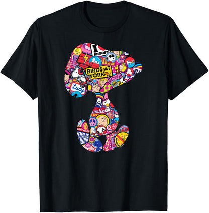 Peanuts Snoopy Silhoutte Pattern , black T-Shirt