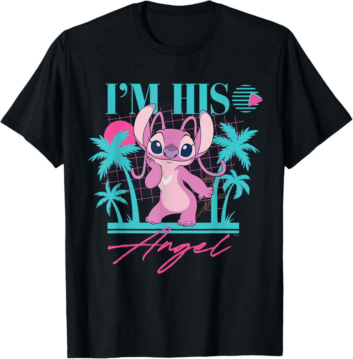 Disney Stitch Retro â€?0s Couples Matching I’m His Angel T-Shirt