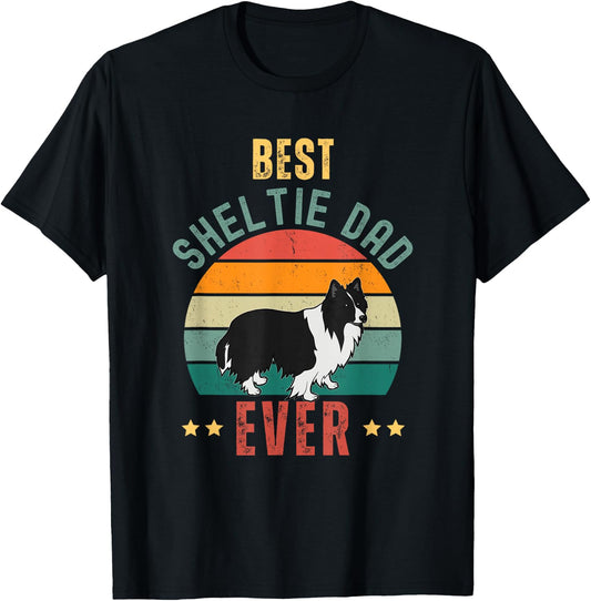 Best Sheltie Dad Ever Awesome Bi-Black Sheltie Dad T-Shirt