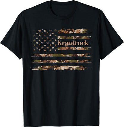 Krautrock German Rock Music Lover Desert Camo Distressed T-Shirt