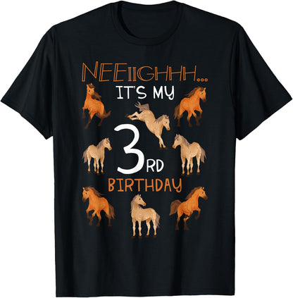 Neeiighhh It's My 3rd Birthday Horse Theme Bday Party 3 T-Shirt