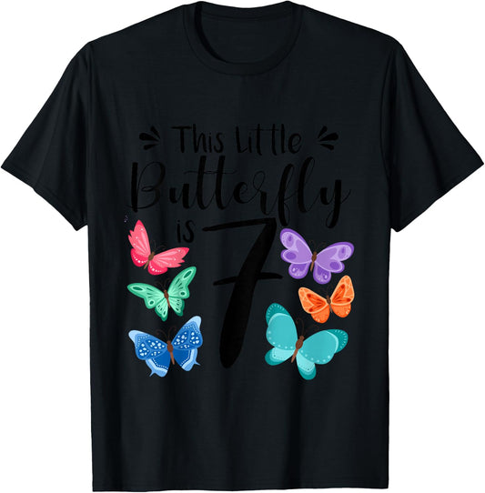 7 Year Old Butterfly Birthday Girls 7th Girl Party Gift T-Shirt