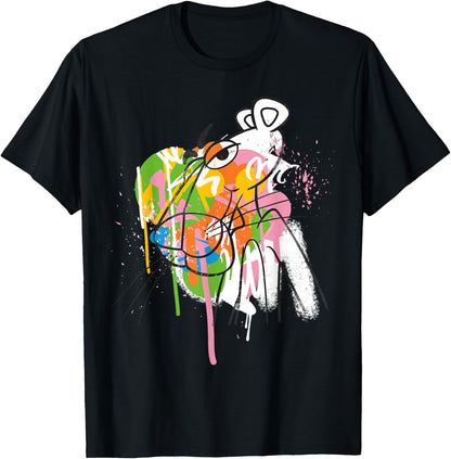 Pink Panther Graffiti Black Line Art T-Shirt