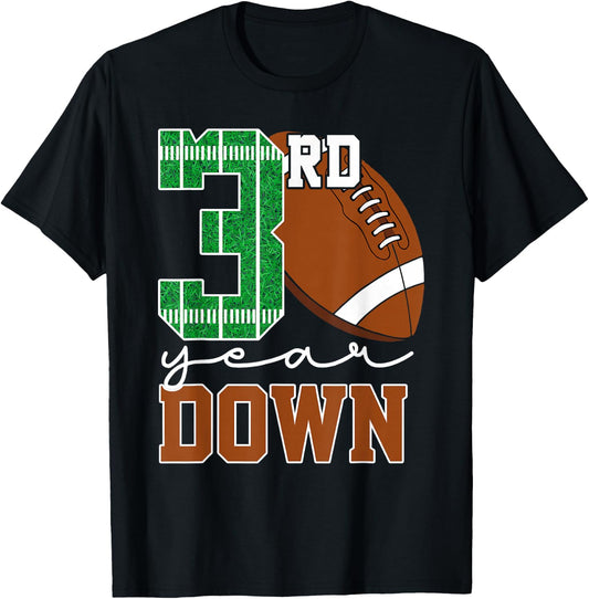 3rd Year Down Football Lover Third Birthday Boy Party T-Shirt