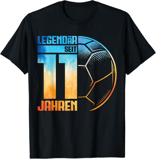 11th Birthday Retro Handball Player 11 Years Boy Kids , black T-Shirt