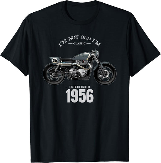 68th Birthday Man Motorcycle Biker Biker 1956 , Black, S T-Shirt