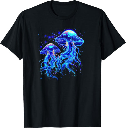 Bioluminescent Luminous Jellyfish , black T-Shirt
