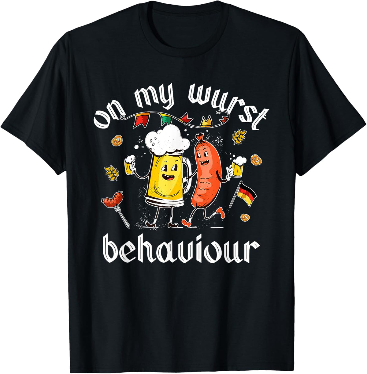 On My Wurst Behavior Funny Bratwurst German Oktoberfest T-Shirt