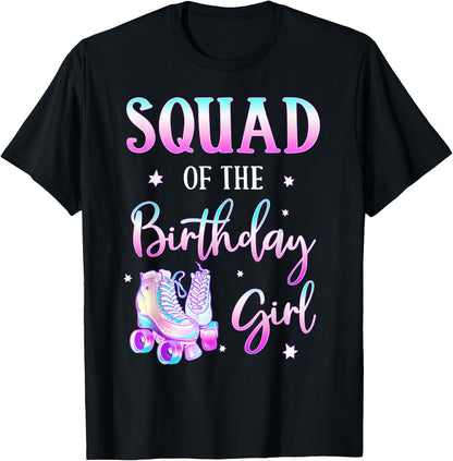 Squad of the Birthday Girl Rolling Into Bday Theme Family T-Shirt