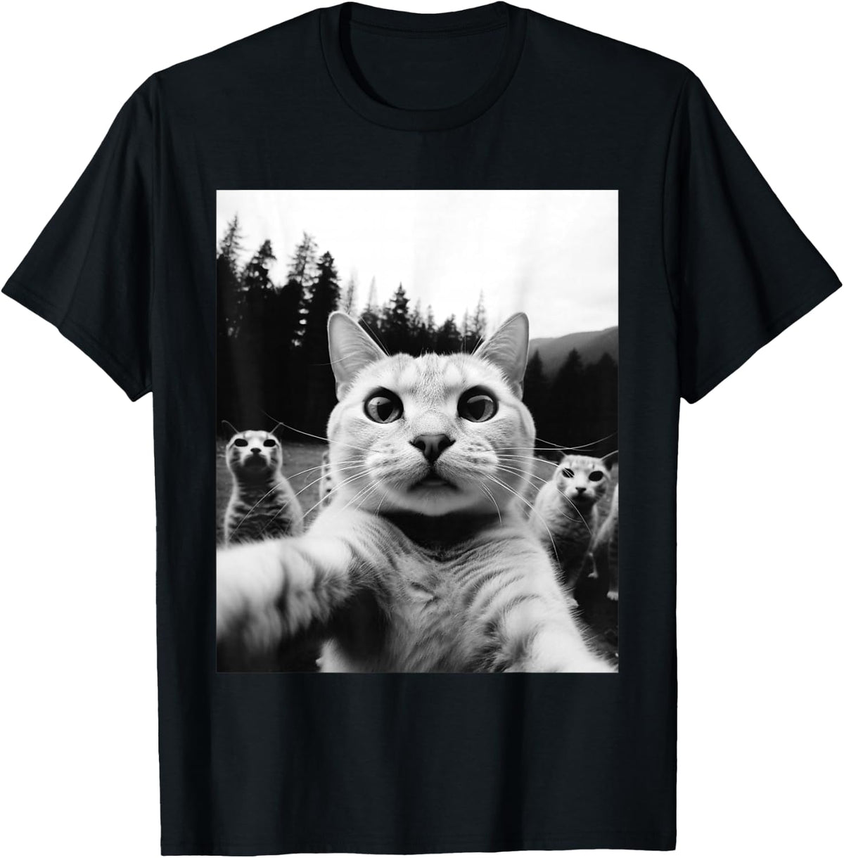 Cat Funny Cat Selfie Cat Owner Shirt Fun , black T-Shirt
