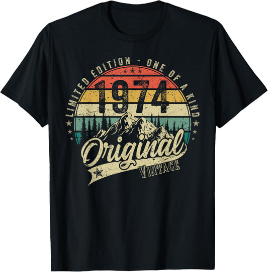 1974 Vintage Vintage Birthday Retro Men Women Gift , black T-Shirt