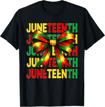 Juneteenth Coquette Bow African Girl Black History Month T-Shirt