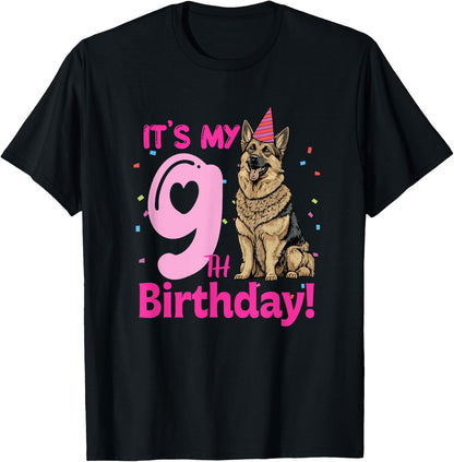 Its My 9th Birthday German Shepherd Dog Lovers 9 Years Old T-Shirt