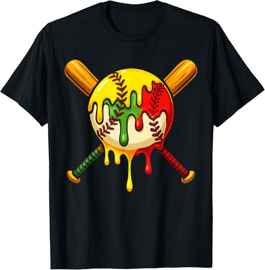 Baseball Drip Juneteenth Black Pride African American 1865 T-Shirt