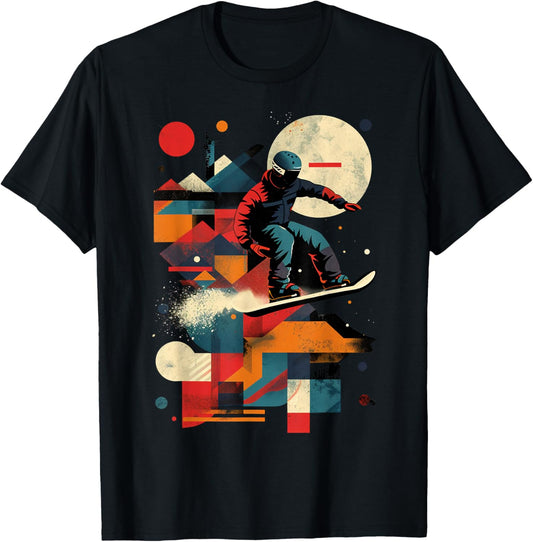 Artistic Snowboarder Mens and Womens Snowboarding Love , black T-Shirt