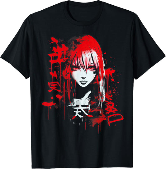 Anime Goth Girl Aesthetic Dark Pastel Edgy Manga , black T-Shirt