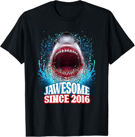 9th Birthday Jawesome Since 2016 Shark 9 Years Old T-Shirt