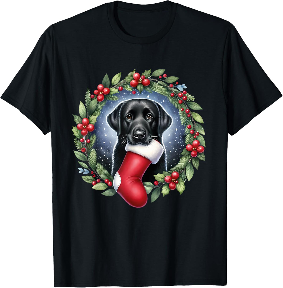 Dog Black Labrador Retriever Christmas T-Shirt