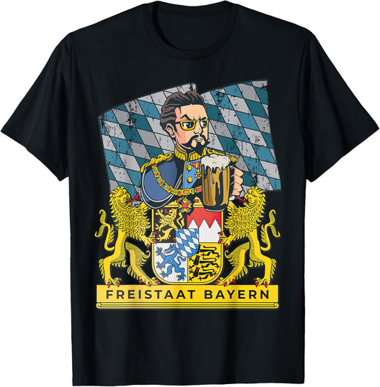 Bayern First - King in the Free State of Bavaria with Ludwig , black T-Shirt