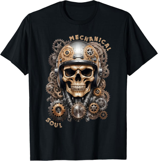 Biker Skull Biker Skull Vintage Motorcycle Custom Retro , Black, S T-Shirt