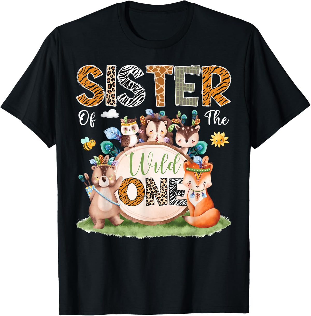 Sister Of The Wild One 1St Birthday Woodland Safari Jungle T-Shirt