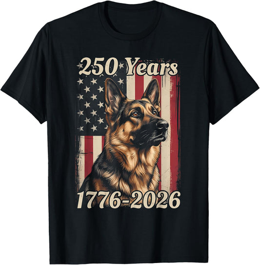 250 Years 250th Anniversary 4th of July German Shepherd Dog T-Shirt