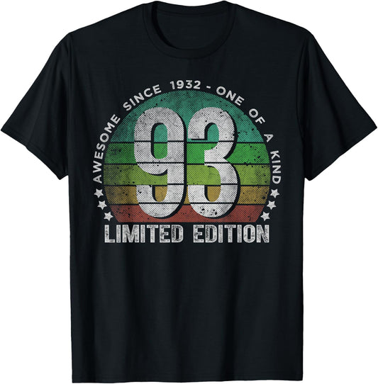 93 Year Old Gifts Vintage 1932 Limited Edition 93rd Birthday T-Shirt