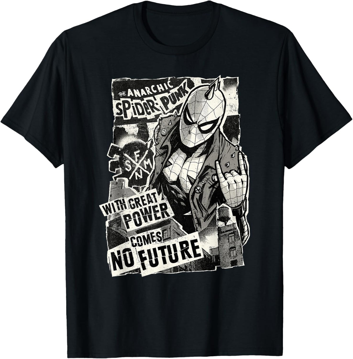 Marvel Spider-Man Anarchic Spider-Punk With Great Power , black T-Shirt