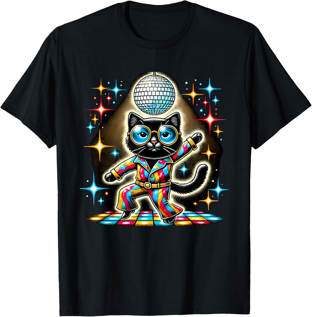 Aesthetic Black Cat Disco T-Shirt