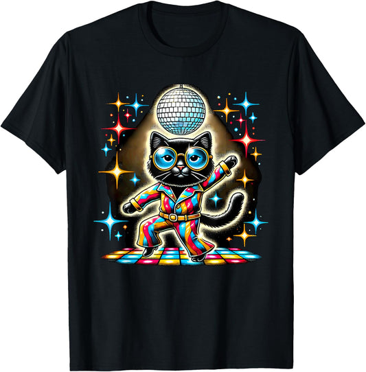 Aesthetic Black Cat Disco T-Shirt