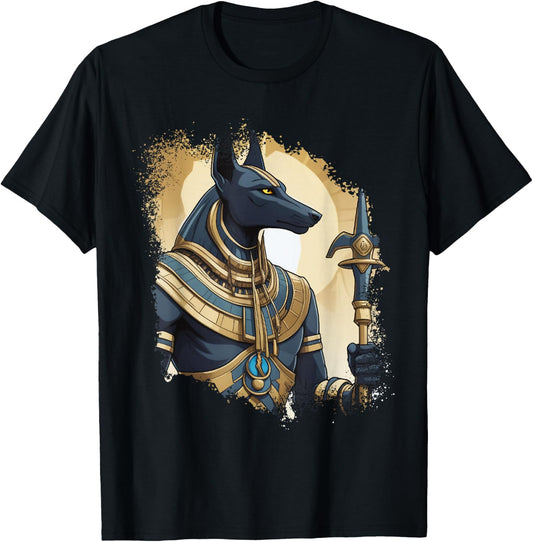 Ancient Egyptian God of the Dead Anubis Egypt Pyramids Sphinx , Black, S T-Shirt
