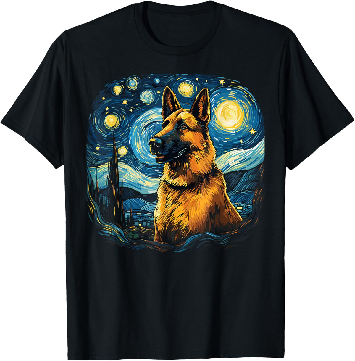 Van Gogh Dog German Shepherd T-Shirt