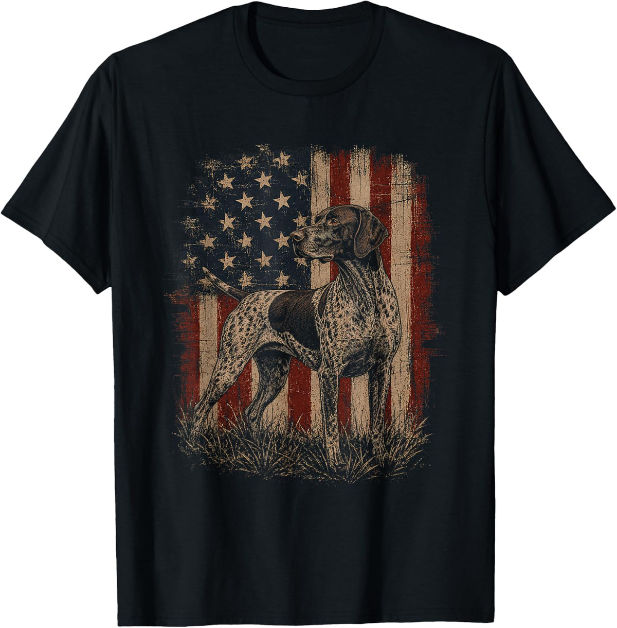 American Flag German Shorthaired Pointer Artwork GSP Design T-Shirt