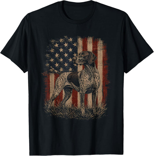 American Flag German Shorthaired Pointer Artwork GSP Design T-Shirt