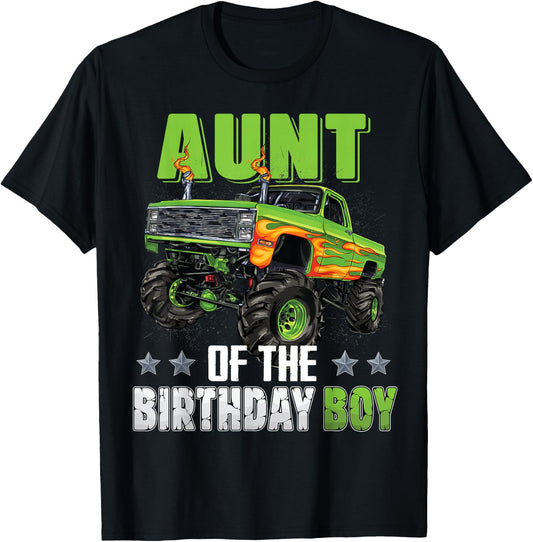 Aunt of Birthday Boy Monster Truck Car Family Matching T-Shirt