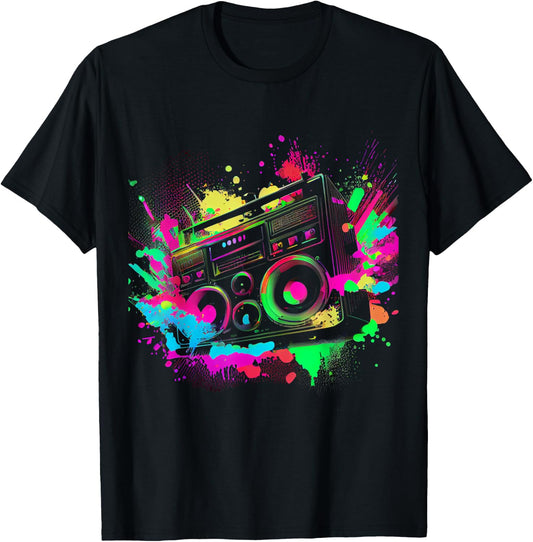80s 90s Retro Party Fancy Dress Cassette , black T-Shirt
