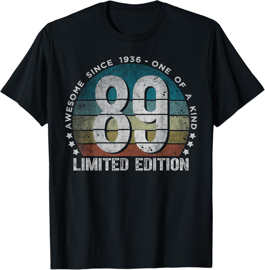89 Year Old Gifts Vintage 1936 Limited Edition 89th Birthday T-Shirt