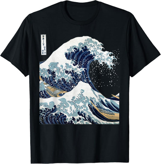Big Wave Hokusai Famous Japanese Art , Black, S T-Shirt