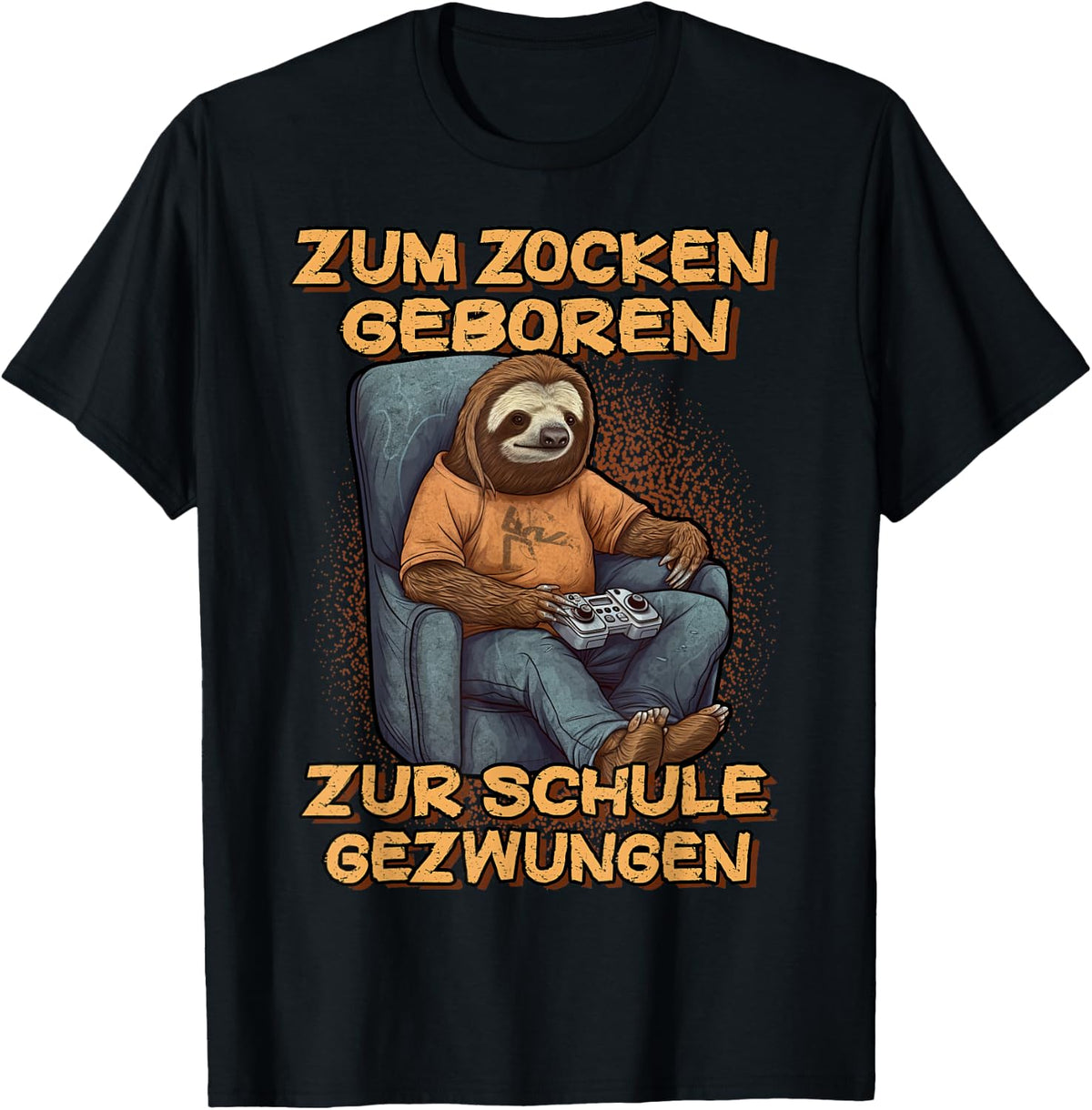 Gamer Computer with German Text Zum Zocken geboren zur Schule gezwungen, black T-Shirt